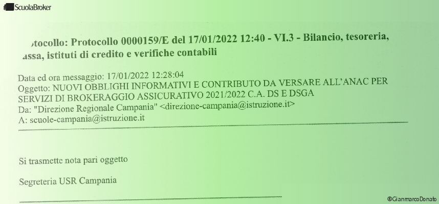 Contributo da versare all’ANAC per il servizio di brokeraggio assicurativo
