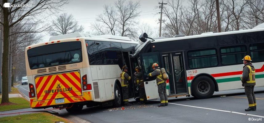 Gita scolastica, scontro tra autobus